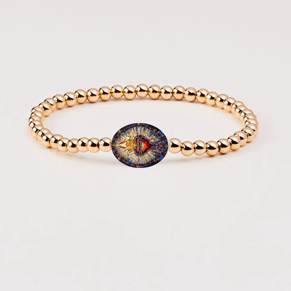 Holy Water Sacred Heart Bracelet, Gold