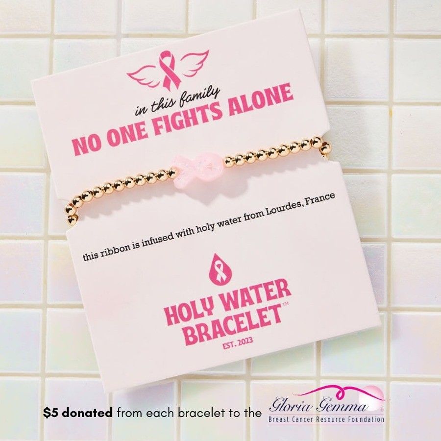 Holy Water Porcelain Pink Ribbon Bracelet