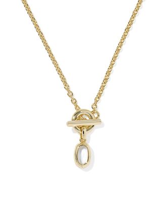 Kendra Scott Mini Elisa Toggle Necklace, Gold/Ivory Mother-of-Pearl