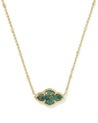 Kendra Scott Abbie Necklace, Gold/Bronze Veined Malachite