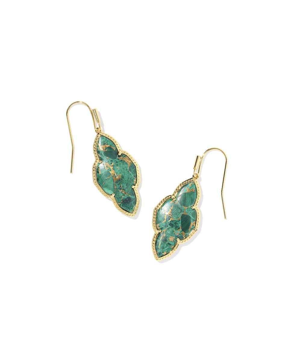 Kendra Scott Abbie Drop Earrings, Gold/Bronze Veined Malachite