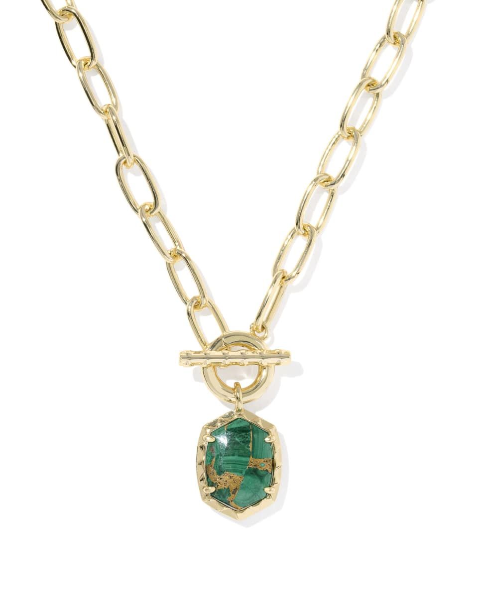 Kendra Scott Daphne Necklace, Gold/Bronzed Veined Malachite
