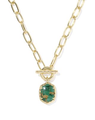 Kendra Scott Daphne Necklace, Gold/Bronzed Veined Malachite