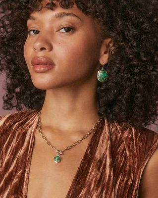 Kendra Scott Daphne Drop Earrings, Gold/Bronze Veined Malachite