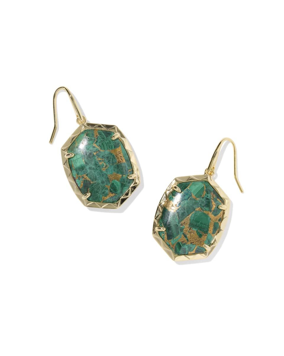 Kendra Scott Daphne Drop Earrings, Gold/Bronze Veined Malachite
