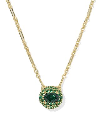 Kendra Scott Bella Pendant Necklace, Gold/Dark Green