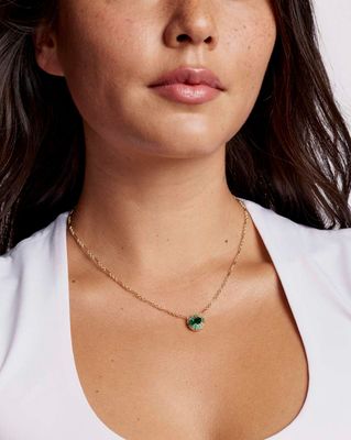 Kendra Scott Bella Pendant Necklace, Gold/Dark Green