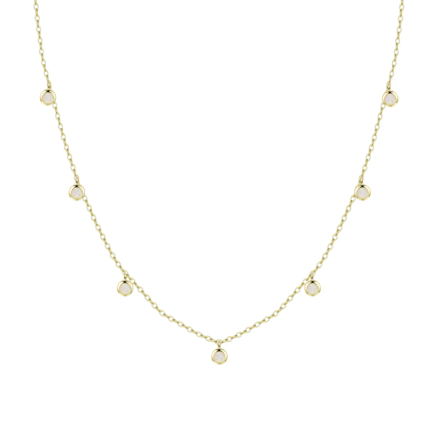 Kamaria Dew Drops Layering Necklace, White Opal