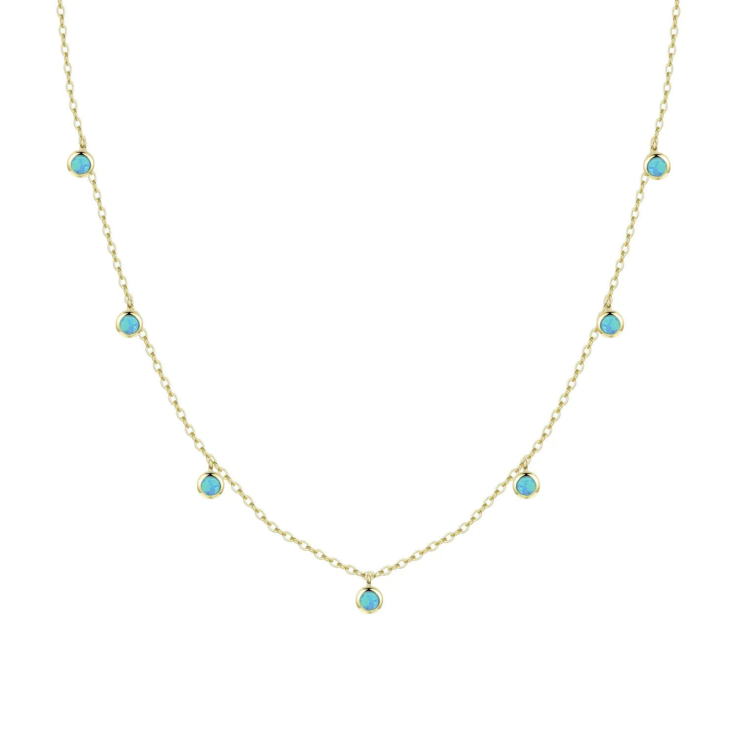 Kamaria Dew Drops Layering Necklace, Blue-Green Opal