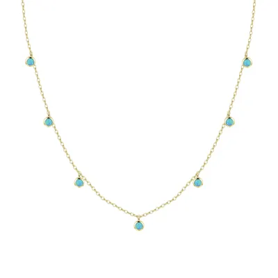 Kamaria Dew Drops Layering Necklace, Blue-Green Opal