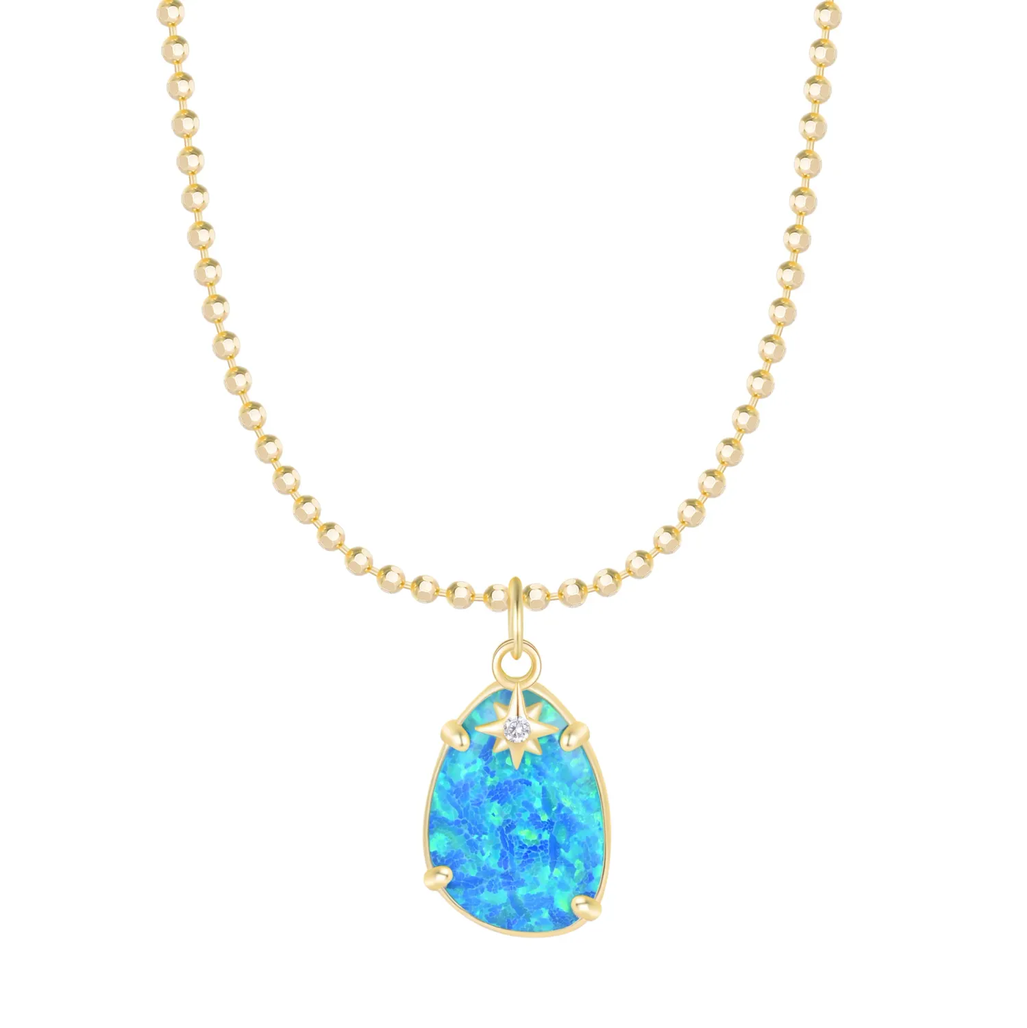 Kamaria Stella Pendant Necklace, Blue-Green Opal (Gold)