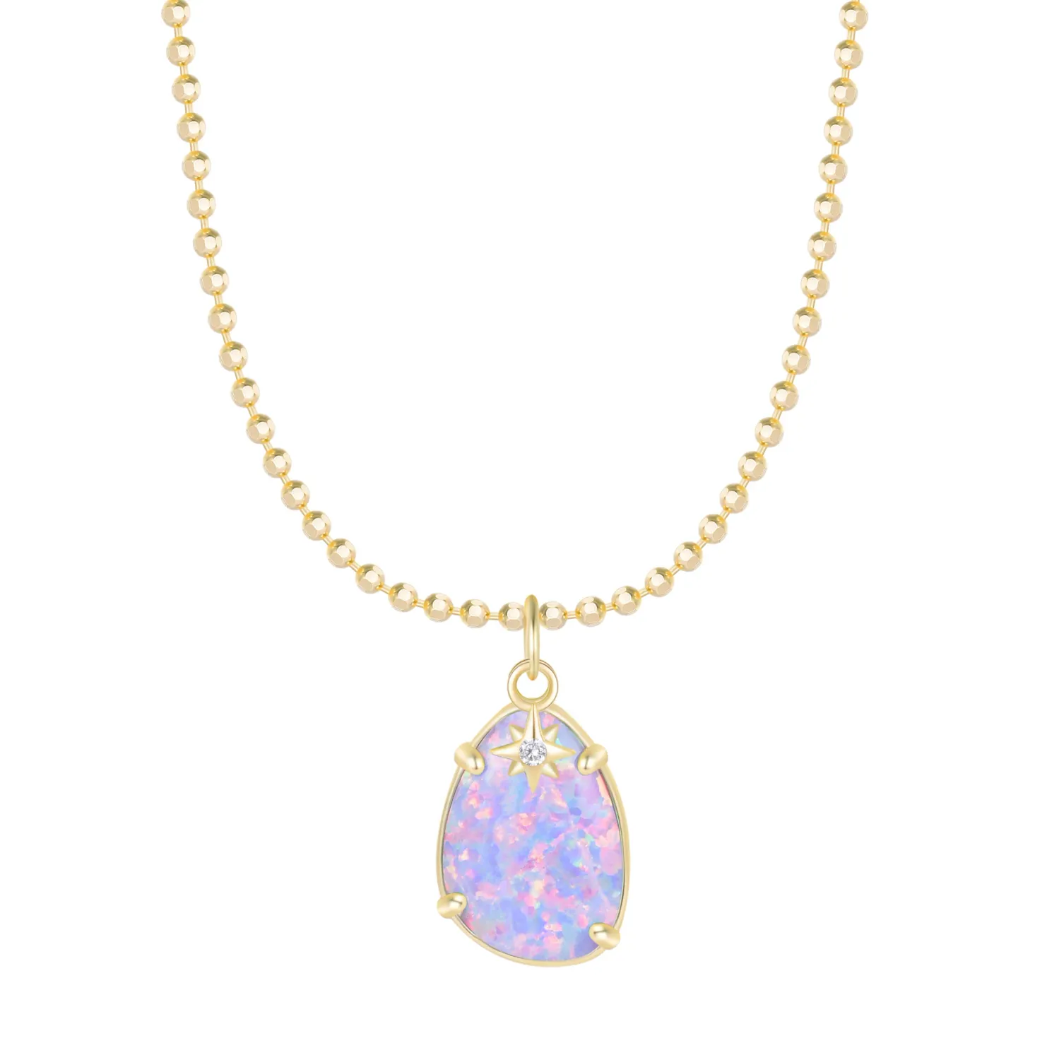Kamaria Stella Pendant Necklace, Lavender Opal (Gold)
