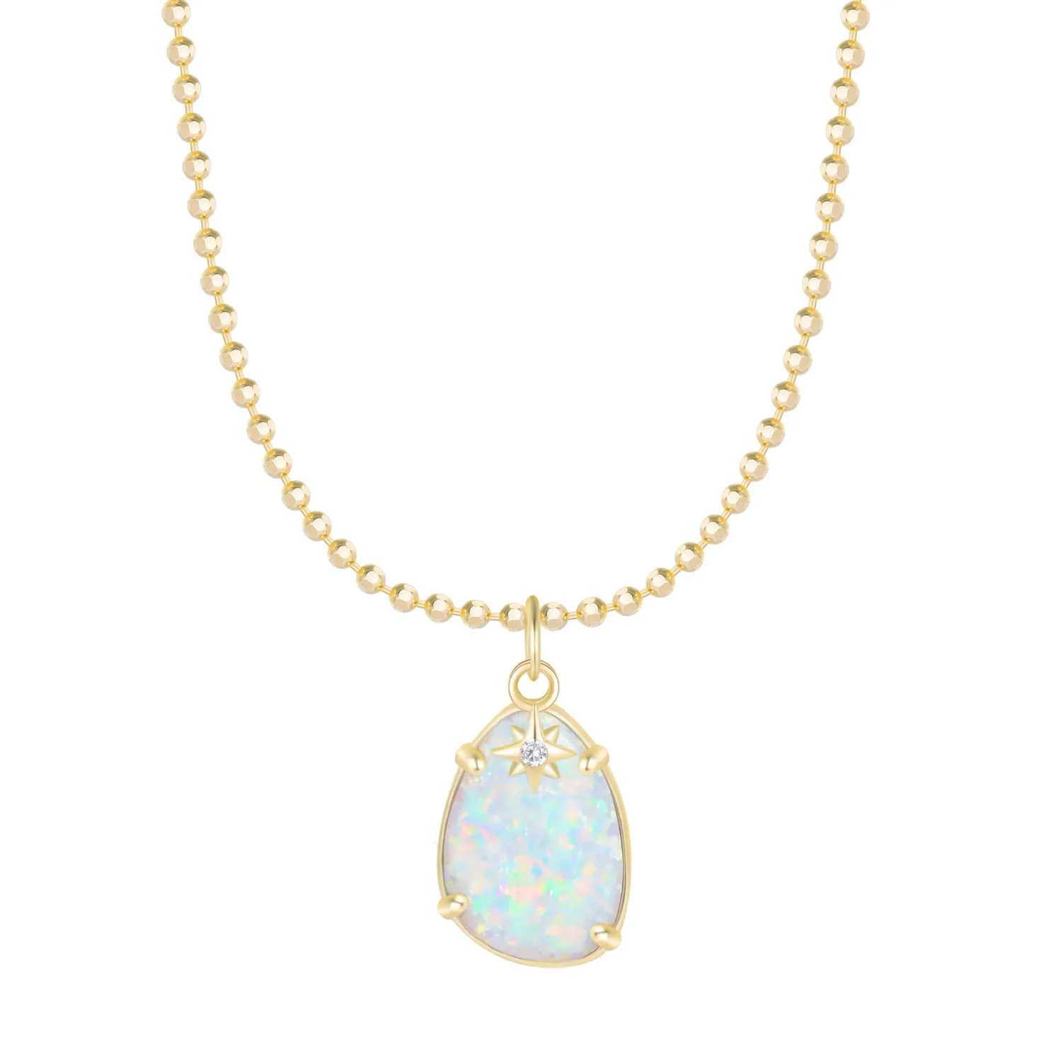 Kamaria Stella Pendant Necklace, White Opal (Gold)