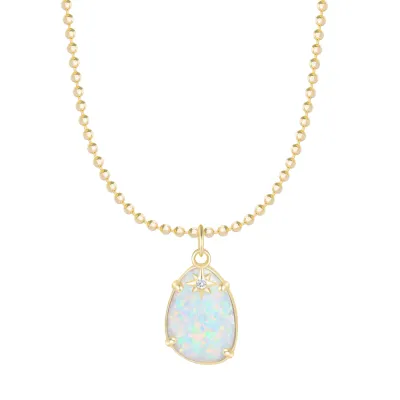 Kamaria Stella Pendant Necklace, White Opal (Gold)