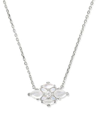 Kendra Scott Abbie Crystal Pendant Necklace, Silver/White