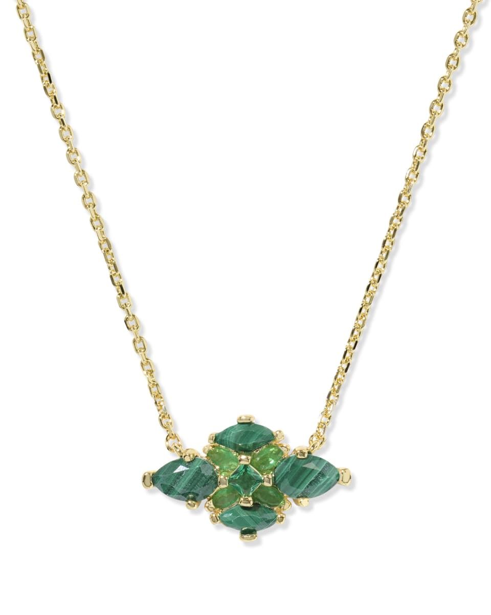 Kendra Scott Abbie Crystal Pendant Necklace, Gold/Green