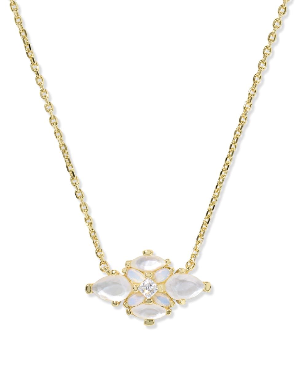 Kendra Scott Abbie Crystal Pendant Necklace, Gold/White