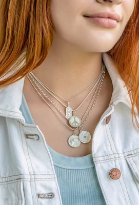 LOLA Evil Eye Pendant, Silver/White/Small