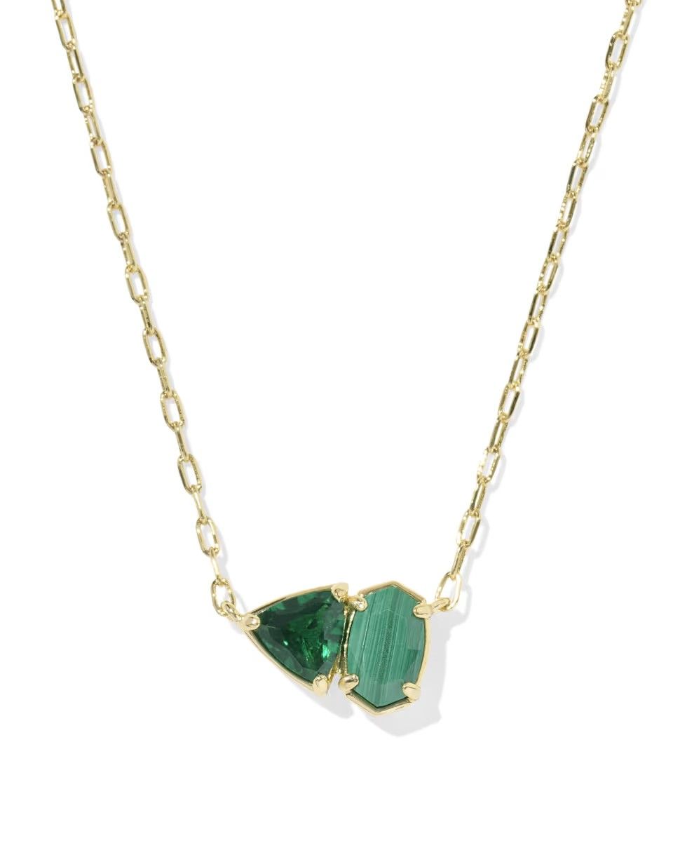 Kendra Scott Tatum Necklace, Gold/Green Mix