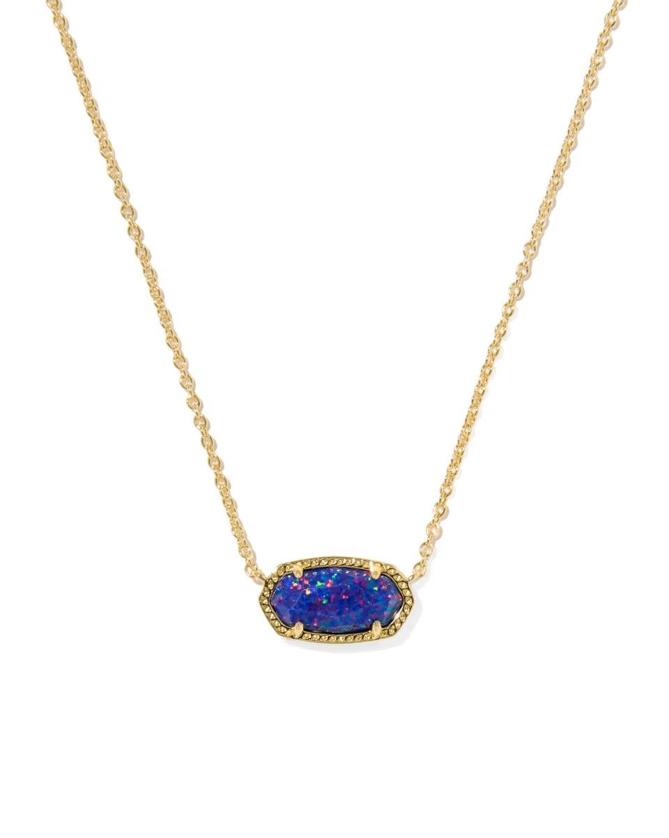 Kendra Scott Elisa Necklace, Gold/Indigo Lab Grown Opal Illusion