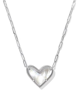 Kendra Scott Ari Heart Statement Necklace, Silver/Ivory MOP