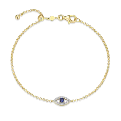 Evil Eye Bolo Bracelet with Lab-Created Diamonds, Gold