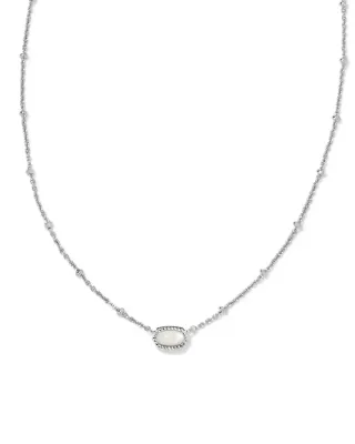 Kendra Scott Mini Elisa Necklace, Silver/Ivory Mother-of-Pearl
