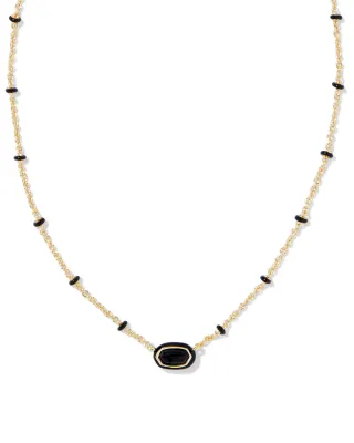 Kendra Scott Mini Elisa Necklace, Gold/Black Agate