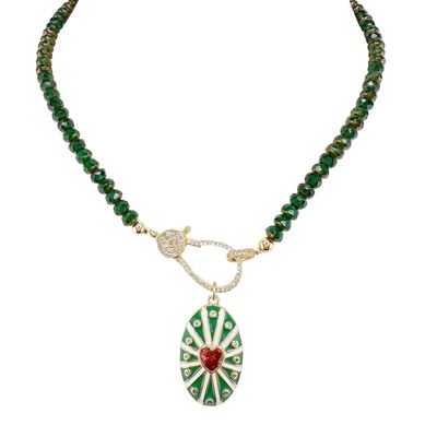 Harper Crystal Necklace, Dark Green