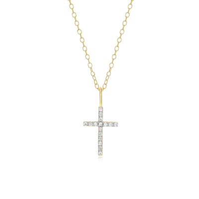 Cross Necklace with Lab-Created Diamonds, Gold