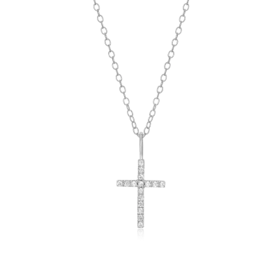 Cross Necklace with Lab-Created Diamonds, Silver