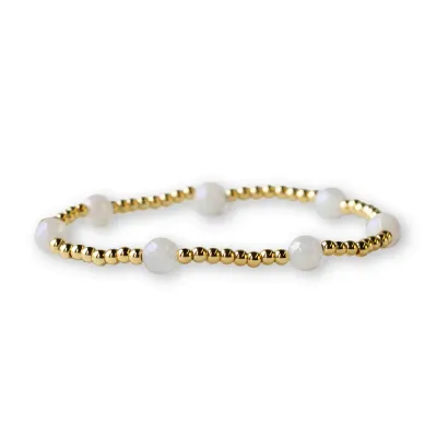 Lenny &amp; Eva Gilded Gold Bracelet - White Jade Dot