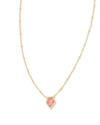 Kendra Scott Framed Tess Necklace, Gold/Luster Rose Pink Opal