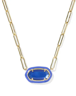 Kendra Scott Elisa Enamel Frame Paperclip Necklace, Gold/Cobalt