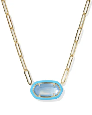 Kendra Scott Elisa Enamel Frame Paperclip Necklace, Gold/Periwinkle