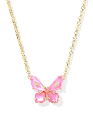 Kendra Scott Bianca Butterfly Necklace, Gold/Pink Mix