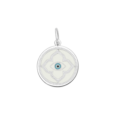 LOLA Evil Eye Pendant, Silver/White/Small