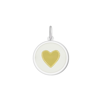 LOLA Heart Pendant, Gold/White/Small