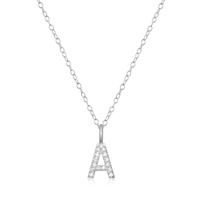 Initial Necklace with Lab-Created Diamonds, Silver