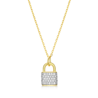 Lock Necklace with Lab-Created Diamonds, Gold