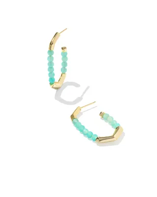Kendra Scott Sylvia Hoop Earrings, Gold/Teal Amazonite