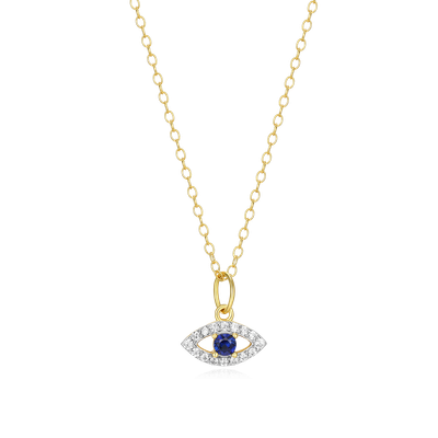 Evil Eye Necklace with Lab-Created Diamonds, Gold