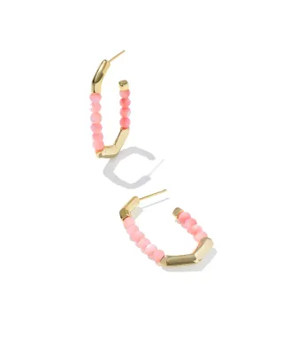 Kendra Scott Sylvia Hoop Earrings, Gold/Pink Chalcedony