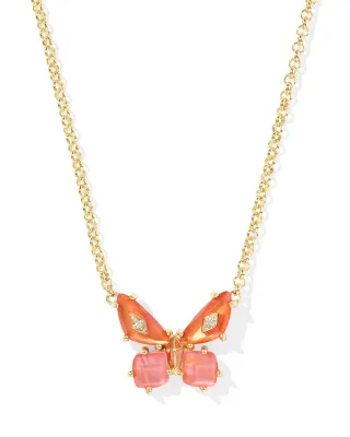 Kendra Scott Bianca Butterfly Necklace, Gold/Orange Mix