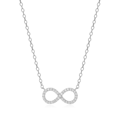 Infinity Necklace with Lab-Created Diamonds, Silver