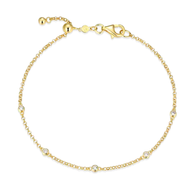 Bezel Station Bolo Bracelet with Lab-Created Diamonds, Gold