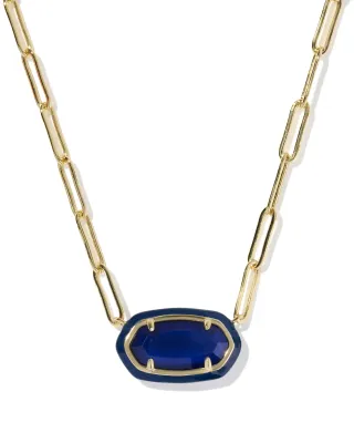 Kendra Scott Elisa Enamel Frame Paperclip Necklace, Gold/Navy