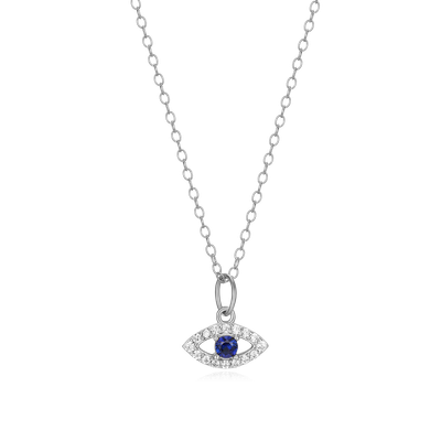 Evil Eye Necklace with Lab-Created Diamonds, Silver