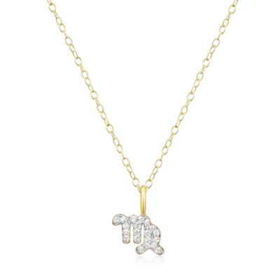 Virgo Zodiac Necklace with Lab-Created Diamonds, Gold