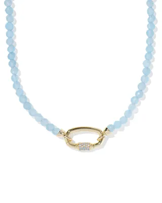 Kendra Scott Emery Beaded Necklace, Gold/Light Blue Chalcedony